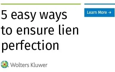 A text ad. Text says 5 easy ways to ensure lien perfection