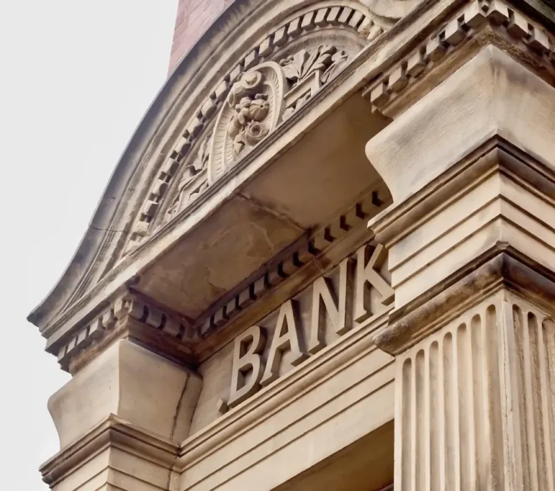 Bank building.